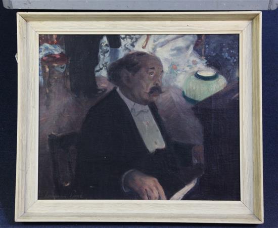 René Georges Hermann-Paul (1864-1940) La Tapeur 15 x 18in.